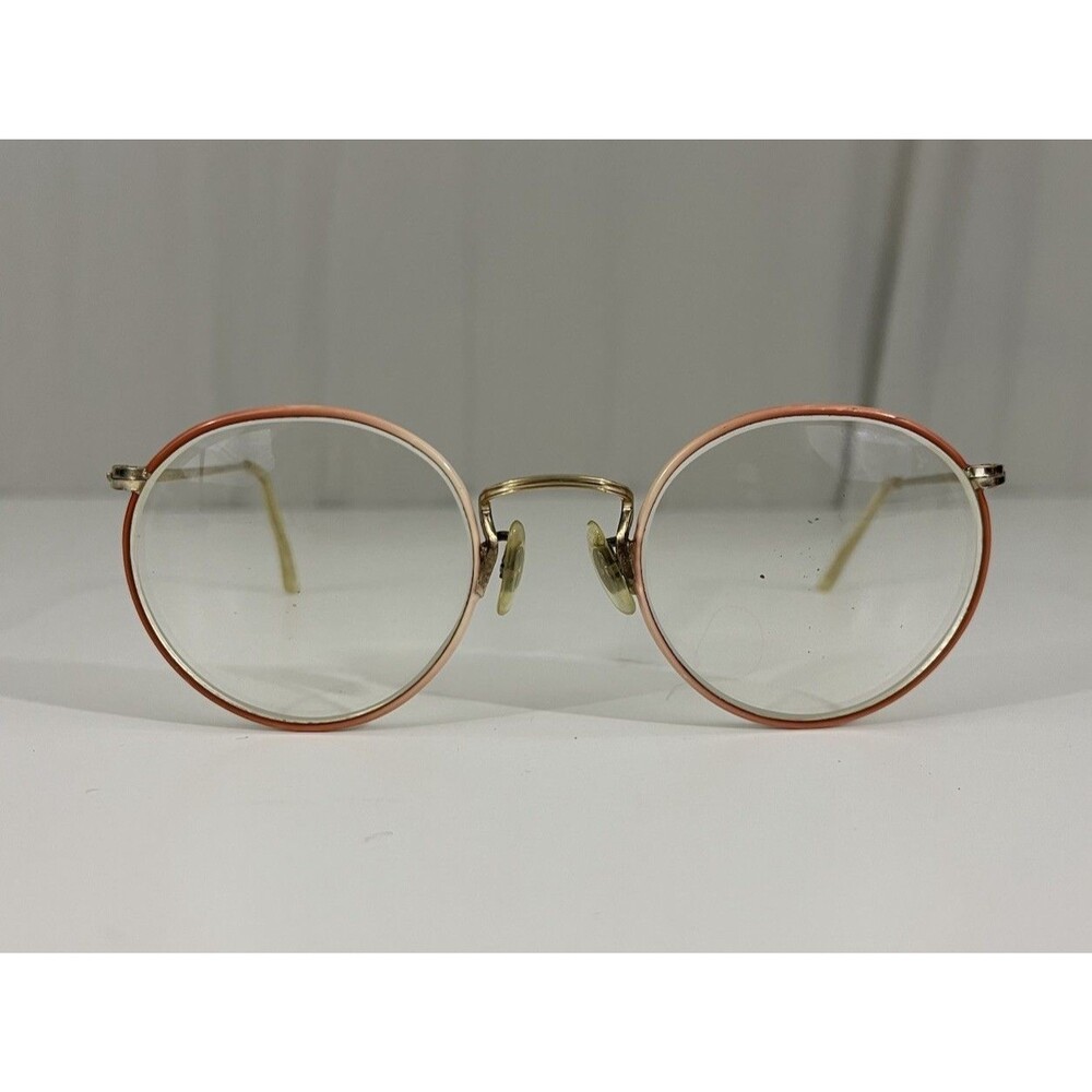 Vintage Art Craft USA Two Tone Pink Round Eyeglass Frames Unique Retro Classic